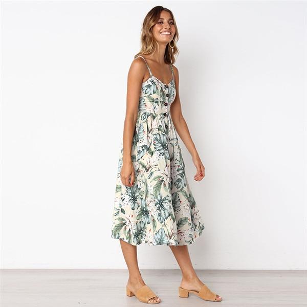 Boho Sexy Floral Midi Dress