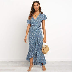 Casual Boho Floral Print Beach Long Dress