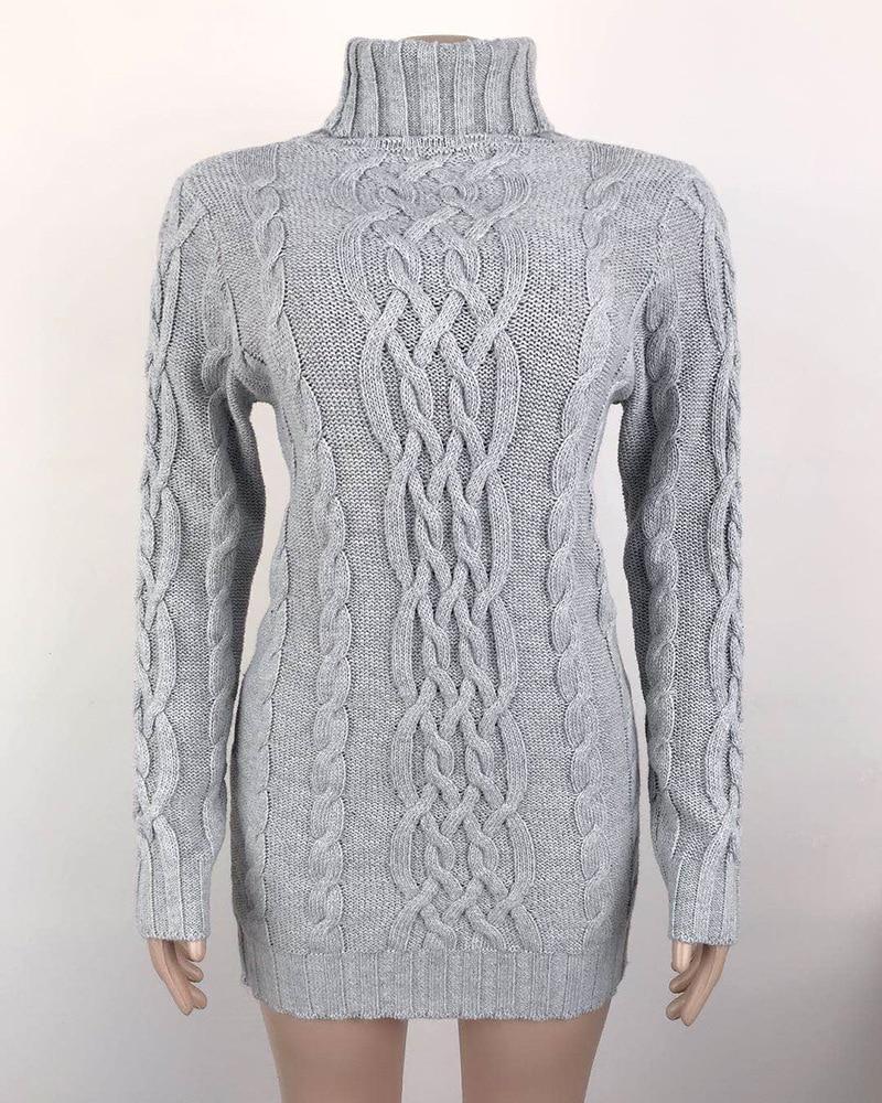 Mini Turtleneck Long Sleeve Warm Loose Sweater