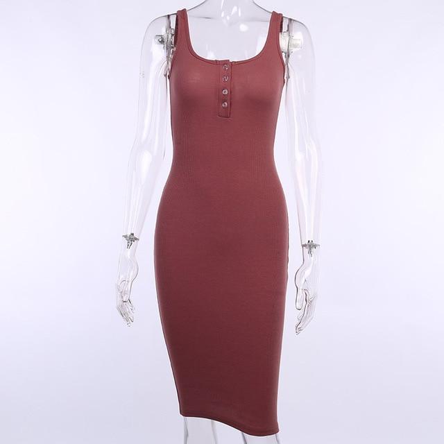 Knee-Length Knitted Midi Dress