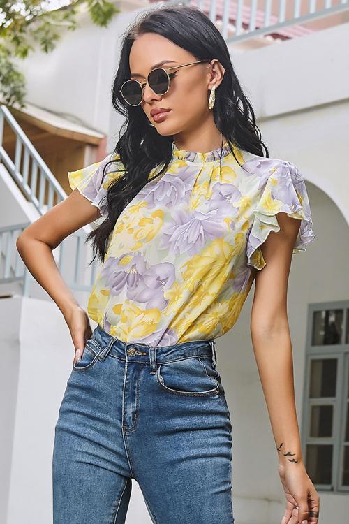 Walking On Sunshine Floral Printed Smocked Top - 5 Colors