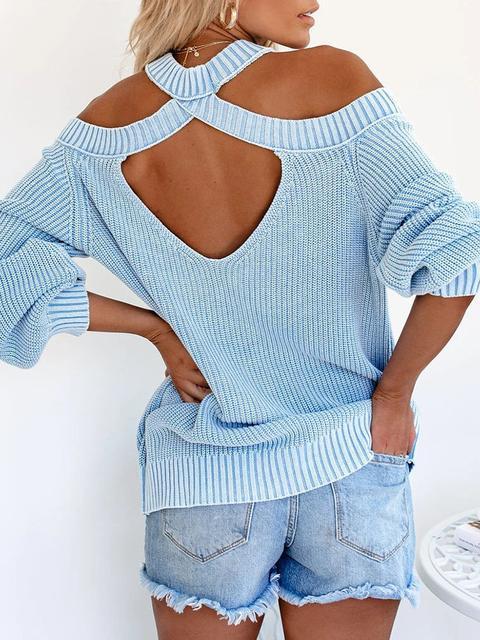 Round Neck Strapless Solid Sweater