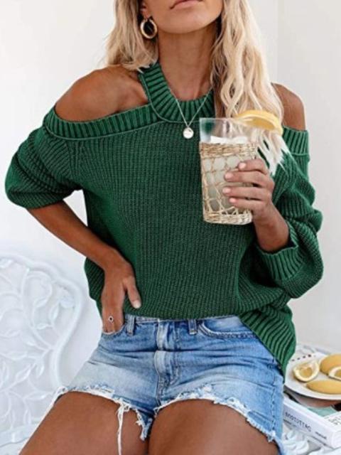 Round Neck Strapless Solid Sweater