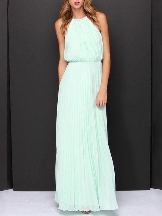 Solid Sleeveless Off-shoulder Dress