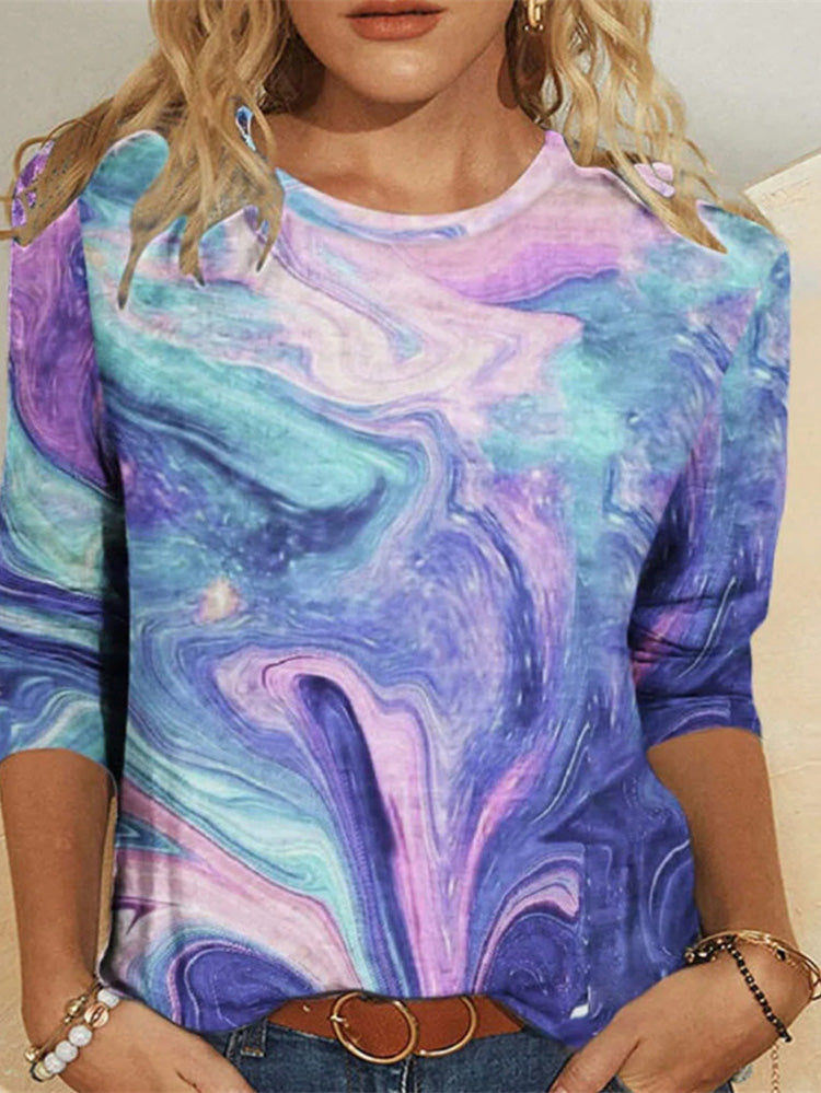 Women's T-Shirts Crew Neck Ombre Long Sleeve T-Shirt