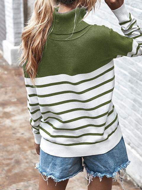 Striped Casual Turtleneck Sweater