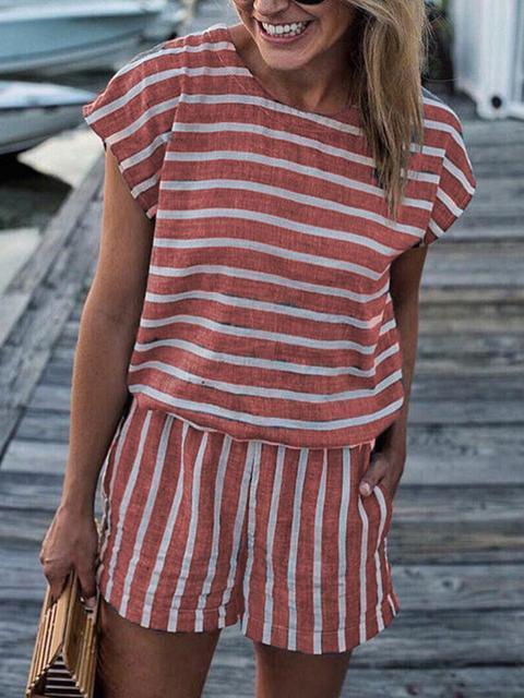 Stripes Print Casual Romper