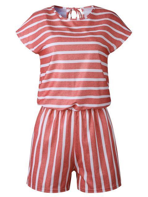 Stripes Print Casual Romper