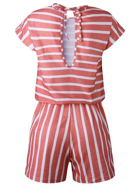 Stripes Print Casual Romper