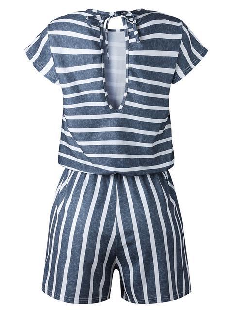 Stripes Print Casual Romper