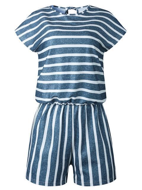 Stripes Print Casual Romper