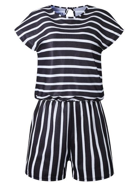 Stripes Print Casual Romper