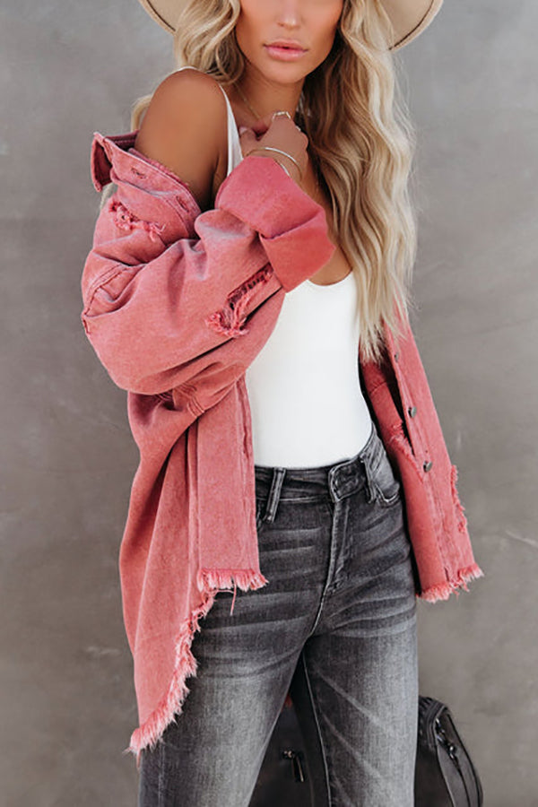 Let's Rock It Distressed Denim Jacket