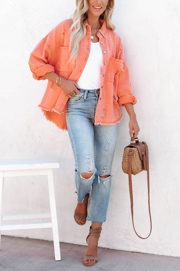 Let's Rock It Distressed Denim Jacket