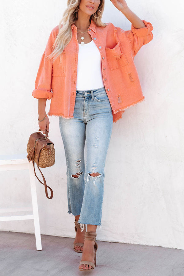 Let's Rock It Distressed Denim Jacket