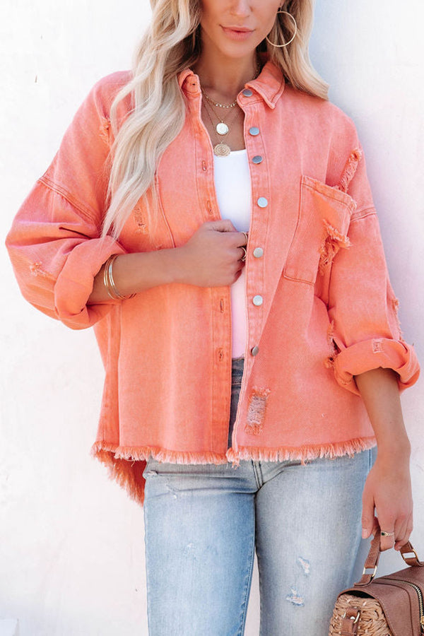 Let's Rock It Distressed Denim Jacket