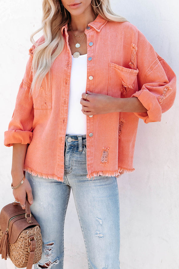 Let's Rock It Distressed Denim Jacket