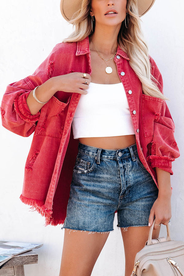 Let's Rock It Distressed Denim Jacket