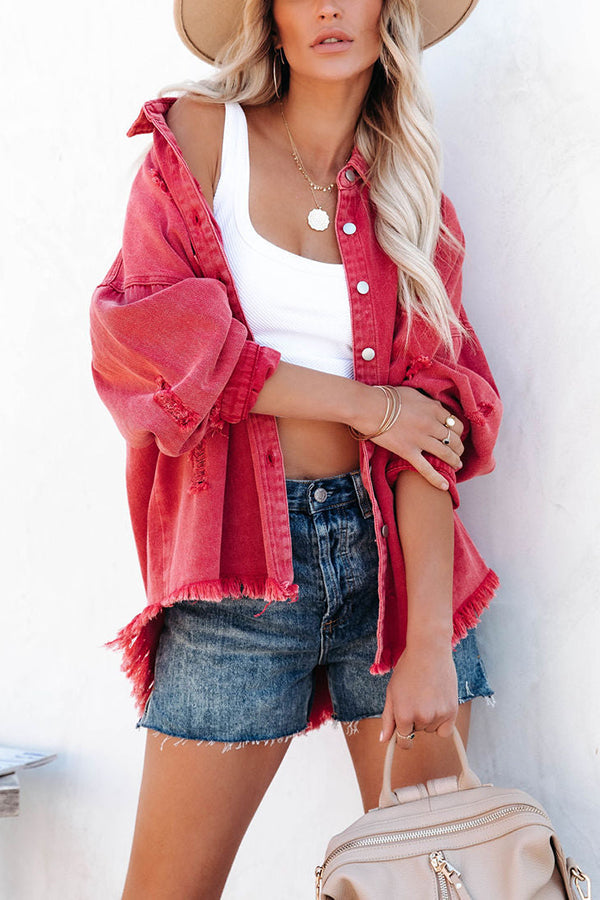 Let's Rock It Distressed Denim Jacket