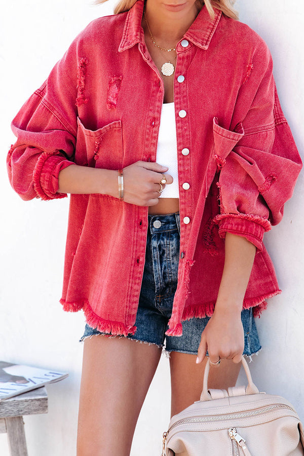 Let's Rock It Distressed Denim Jacket