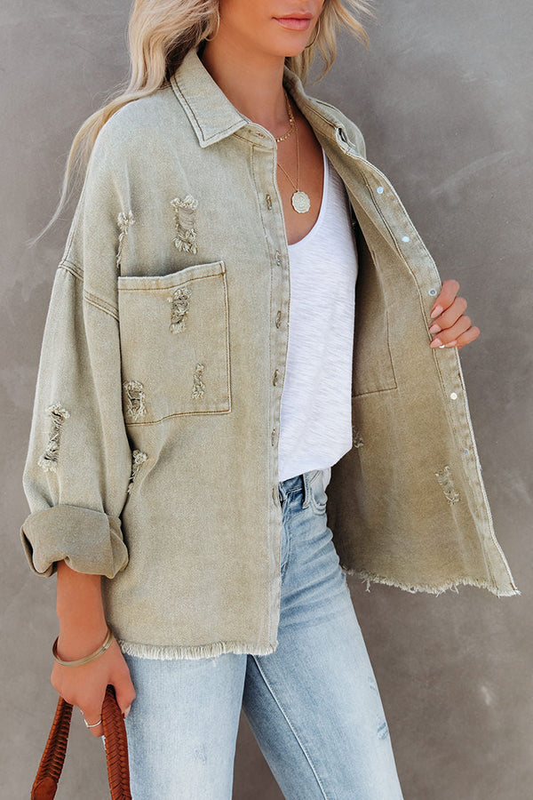 Let's Rock It Distressed Denim Jacket