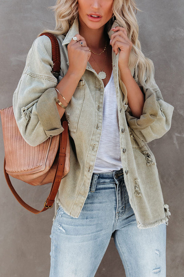 Let's Rock It Distressed Denim Jacket