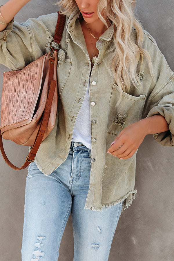 Let's Rock It Distressed Denim Jacket