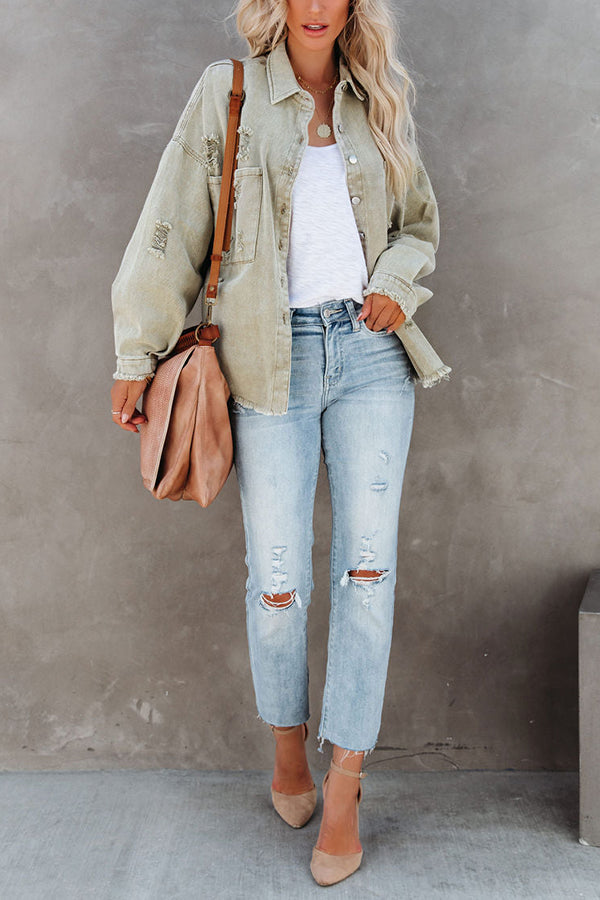 Let's Rock It Distressed Denim Jacket