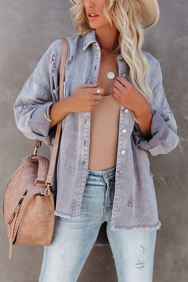 Let's Rock It Distressed Denim Jacket