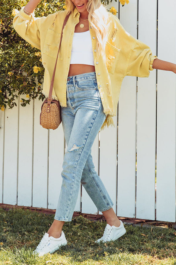 Let's Rock It Distressed Denim Jacket