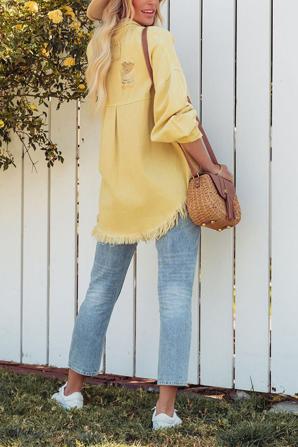 Let's Rock It Distressed Denim Jacket