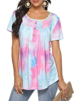 Tie-dye Print Button UP Tops