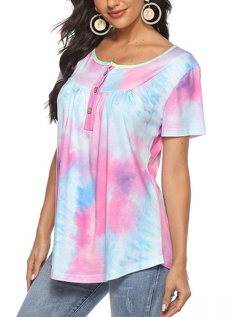 Tie-dye Print Button UP Tops