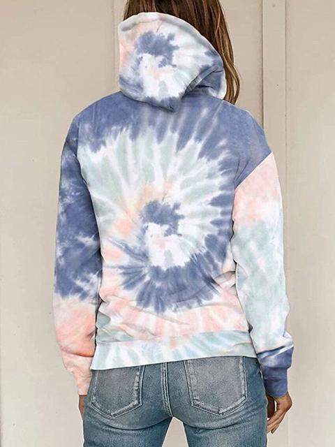 Tie-dye Print Hooded Sweatshirt With Pocket