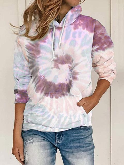 Tie-dye Print Hooded Sweatshirt With Pocket