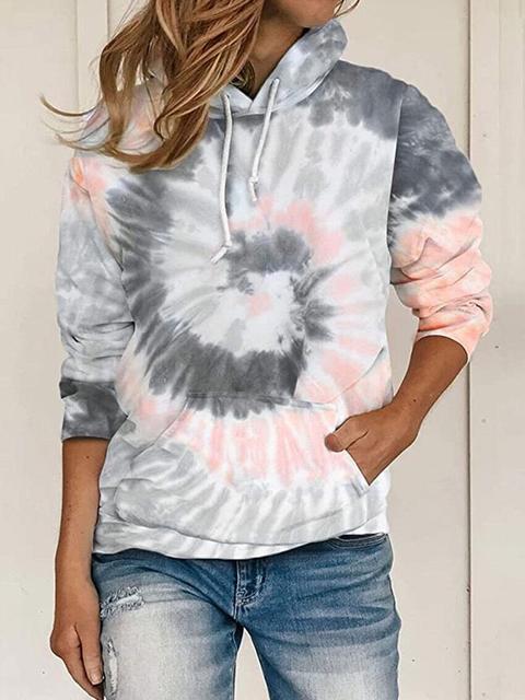 Tie-dye Print Hooded Sweatshirt With Pocket