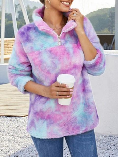 Tie-dye Print Plush Pullover