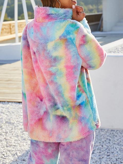 Tie-dye Print Plush Pullover