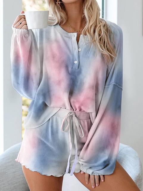 Tie-dye Print Two-piece Shorts Suits