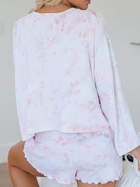 Tie-dye Print Two-piece Shorts Suits