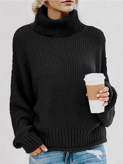 Turtleneck Balloon Long Sleeve Pullover Sweater