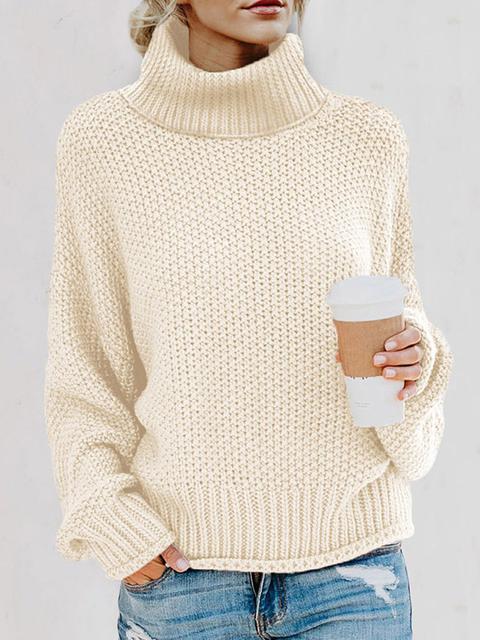 Turtleneck Balloon Long Sleeve Pullover Sweater