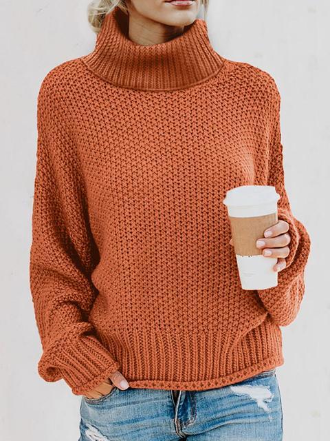 Turtleneck Balloon Long Sleeve Pullover Sweater