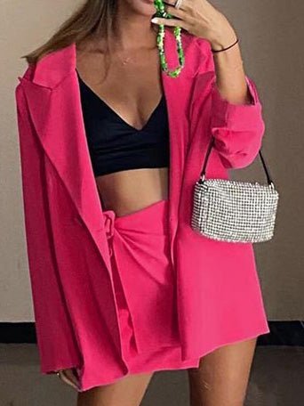 Women's Blazers Loose Solid Lapel Long Sleeve Blazer