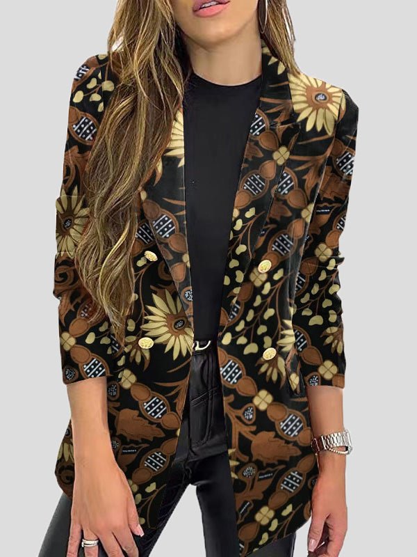 Women's Blazers Printed Lapel Long Sleeve Blazers