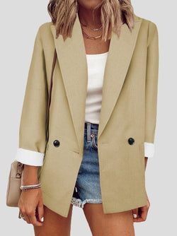 Women's Blazers Solid Lapel Long Sleeve Blazers