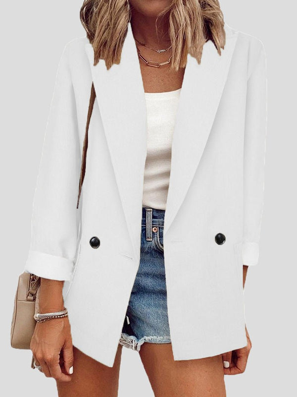 Women's Blazers Solid Lapel Long Sleeve Blazers