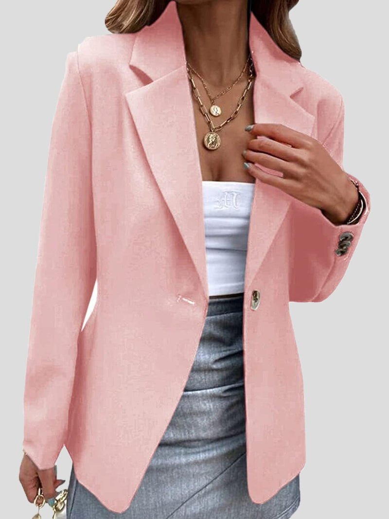 Women's Blazers Solid Lapel One Button Blazers