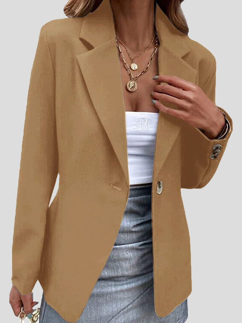 Women's Blazers Solid Lapel One Button Blazers