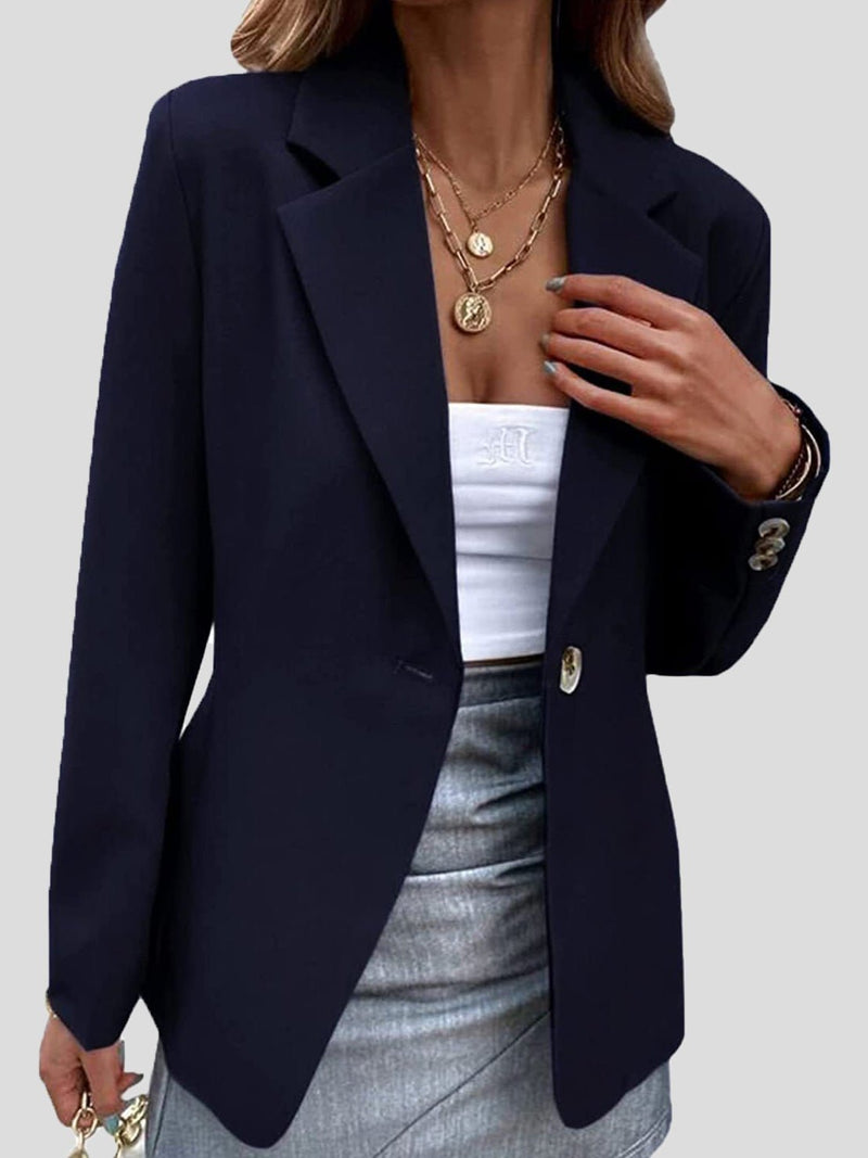 Women's Blazers Solid Lapel One Button Blazers